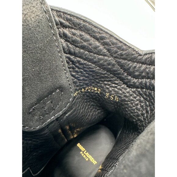 Saint Laurent Black Suede Eastwood 45mm Ankle Boots 35.5 EU 5.5 US Stacked Heel - Picture 6 of 9